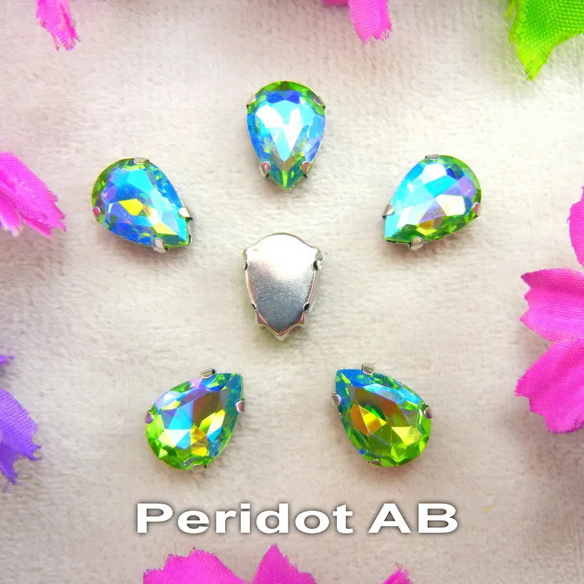 Colorful 7 sizes glass Crystal Silver claw Various colors mix water drop tear drop Sew on rhinestone beads wedding dress diy - immagine 41