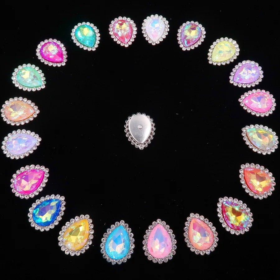 Colorful 7 sizes glass Crystal Silver claw Various colors mix water drop tear drop Sew on rhinestone beads wedding dress diy - immagine 51