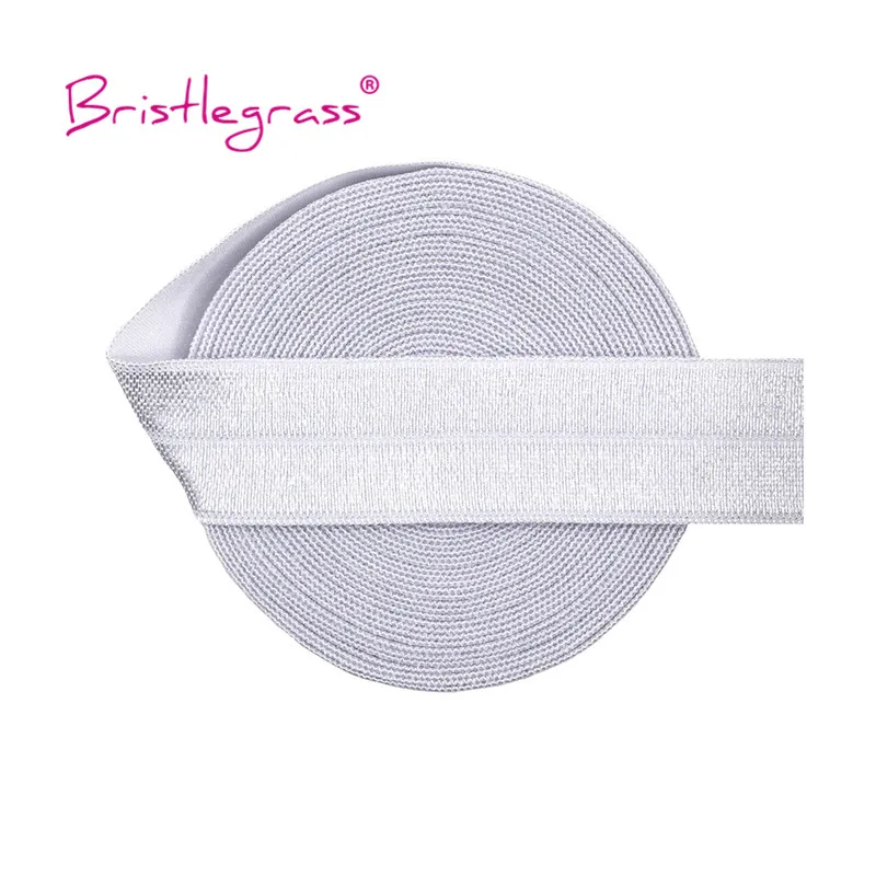 BRISTLEGRASS 50 100 Yard by Roll 3/4" 20mm Solid Shiny FOE Fold Over Elastics Spandex Satin Band Headband Dress Sewing Lace Trim - immagine 3