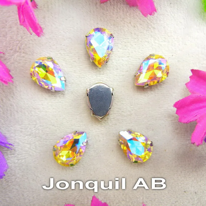 Colorful 7 sizes glass Crystal Silver claw Various colors mix water drop tear drop Sew on rhinestone beads wedding dress diy - immagine 39