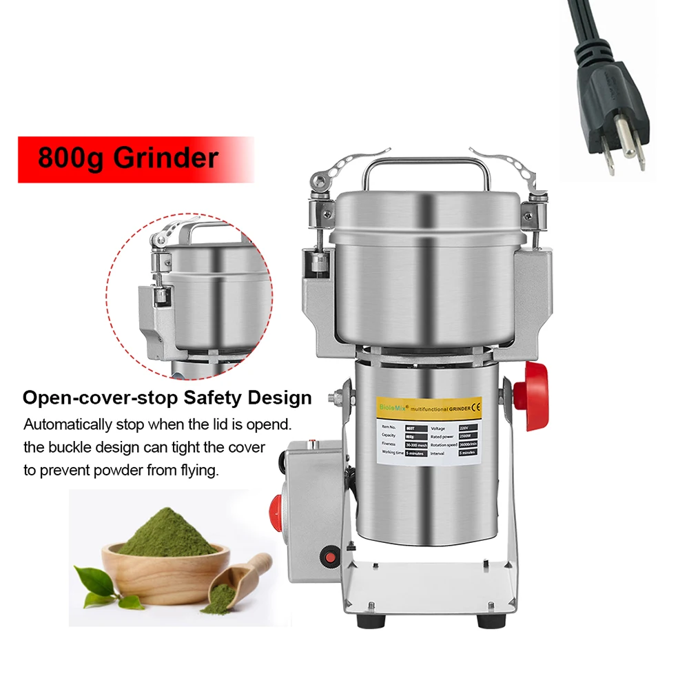 BioloMix 800g 700g Grains Spices Herbals Cereals Coffee Dry Food Grinder Mill Grinding Machine Gristmill Flour Powder crusher - immagine 14