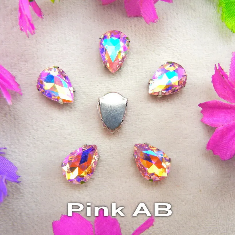 Colorful 7 sizes glass Crystal Silver claw Various colors mix water drop tear drop Sew on rhinestone beads wedding dress diy - immagine 15