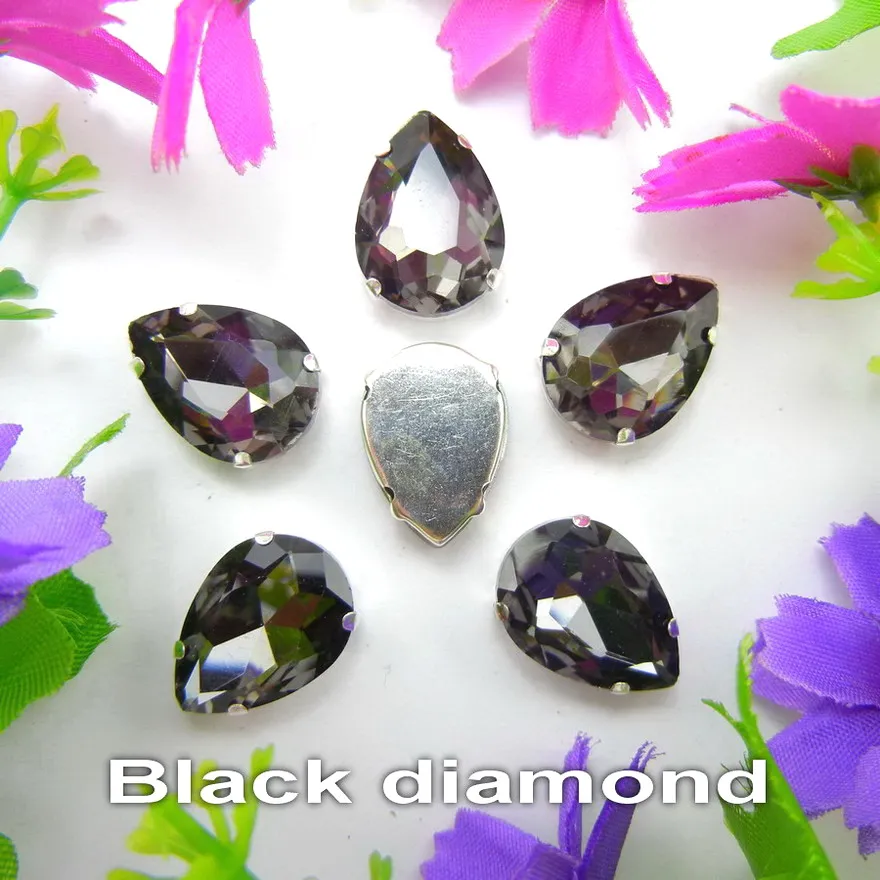 Colorful 7 sizes glass Crystal Silver claw Various colors mix water drop tear drop Sew on rhinestone beads wedding dress diy - immagine 12