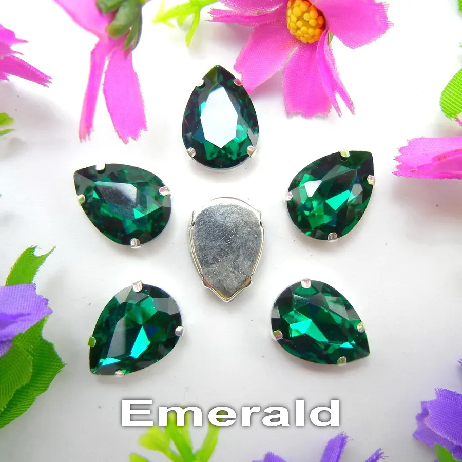 Colorful 7 sizes glass Crystal Silver claw Various colors mix water drop tear drop Sew on rhinestone beads wedding dress diy - immagine 13