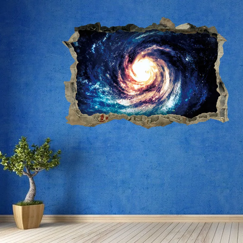 3D Star Universe Series Broken Wall Stickers For Kids Baby Rooms Bedroom Home Decoration Decals Mural Poster Sticker On The Wall - immagine 3
