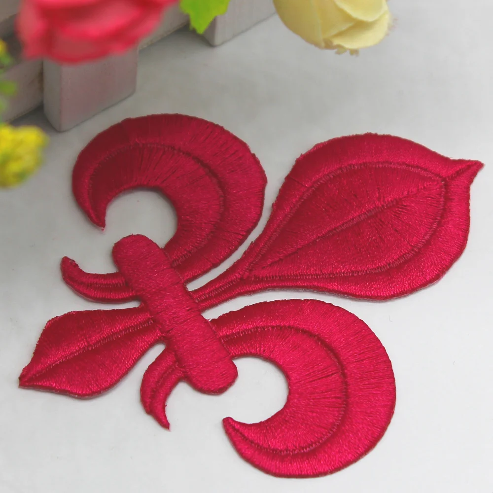 5 Pieces Iron On Patches Gold Embroidery Flower Appliqued Christmas Fleur De Lis Flower 3D Lotus Appliques 10-8.5cm/3.5*3cm - immagine 25