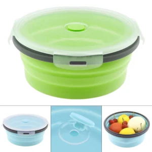 Silicone Lunch-Box Round Folding Food Container Portable Bowl 350ML/500ML/800ML/1200ML Two Colors Bento-box
