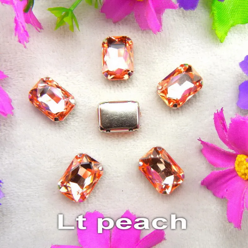 Glass Crystal Silver claw settings 7 sizes nice colors mix Rectangle shape Sew on rhinestone beads clothes shoes diy trim - immagine 28