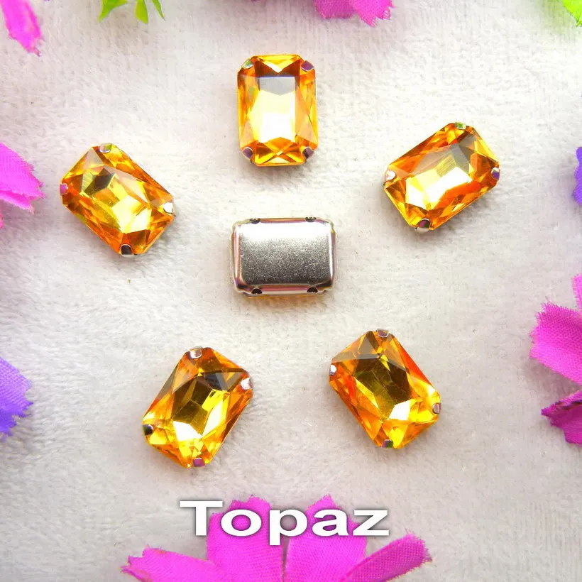 Glass Crystal Silver claw settings 7 sizes nice colors mix Rectangle shape Sew on rhinestone beads clothes shoes diy trim - immagine 29
