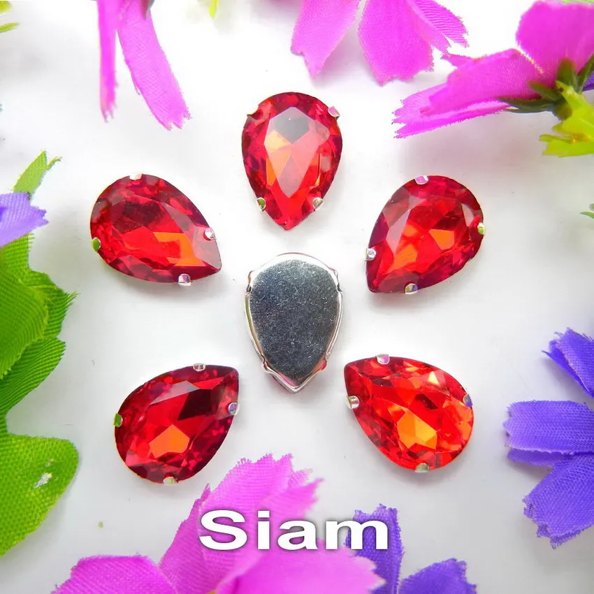 Colorful 7 sizes glass Crystal Silver claw Various colors mix water drop tear drop Sew on rhinestone beads wedding dress diy - immagine 35