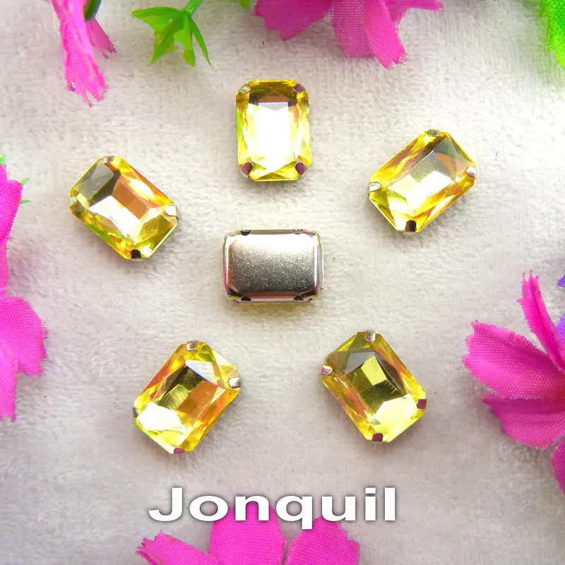 Glass Crystal Silver claw settings 7 sizes nice colors mix Rectangle shape Sew on rhinestone beads clothes shoes diy trim - immagine 20