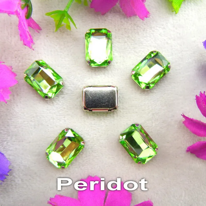 Glass Crystal Silver claw settings 7 sizes nice colors mix Rectangle shape Sew on rhinestone beads clothes shoes diy trim - immagine 15