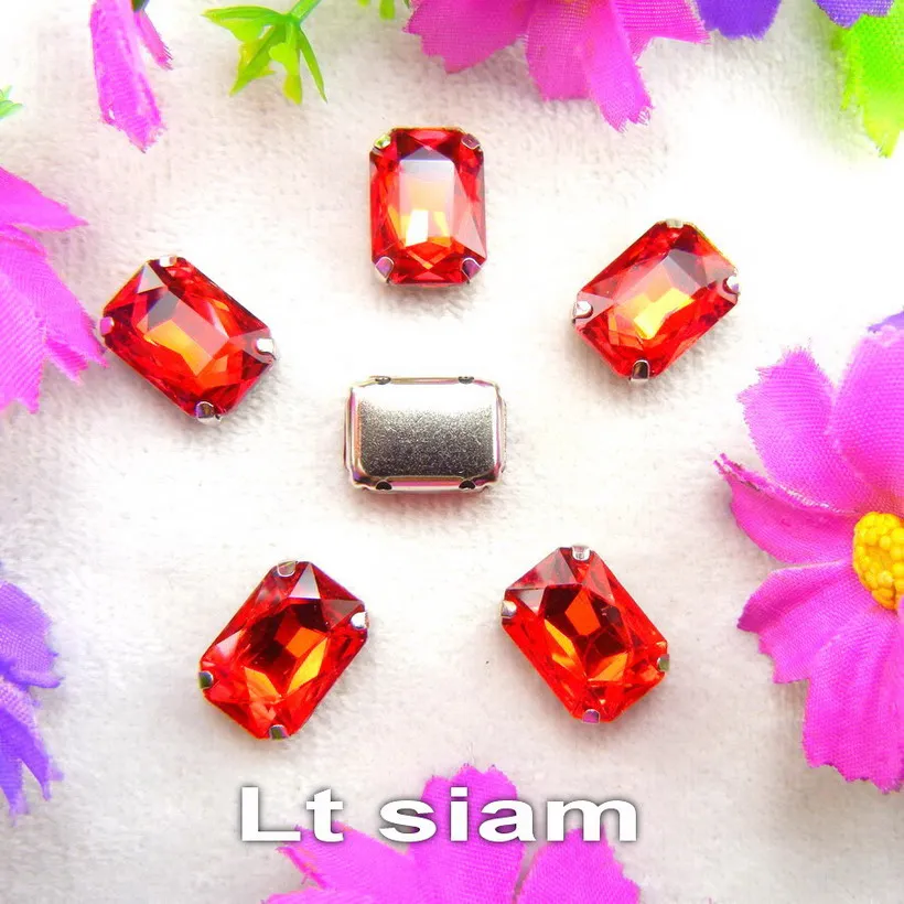 Glass Crystal Silver claw settings 7 sizes nice colors mix Rectangle shape Sew on rhinestone beads clothes shoes diy trim - immagine 9