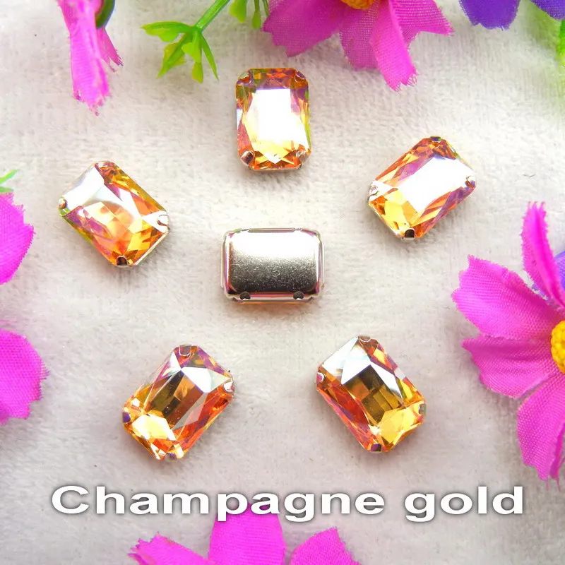 Glass Crystal Silver claw settings 7 sizes nice colors mix Rectangle shape Sew on rhinestone beads clothes shoes diy trim - immagine 14