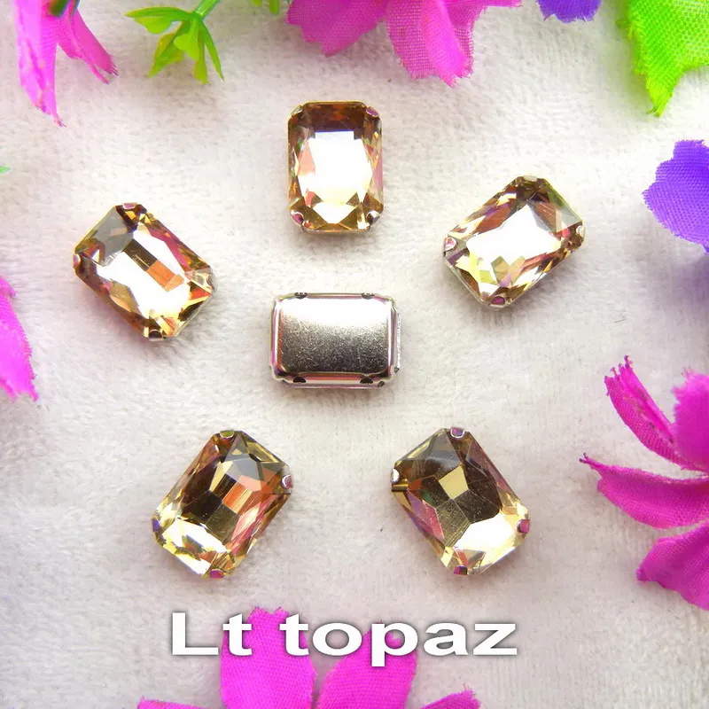 Glass Crystal Silver claw settings 7 sizes nice colors mix Rectangle shape Sew on rhinestone beads clothes shoes diy trim - immagine 26