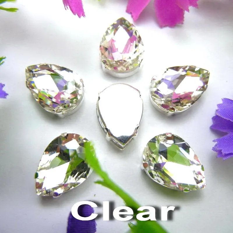 Colorful 7 sizes glass Crystal Silver claw Various colors mix water drop tear drop Sew on rhinestone beads wedding dress diy - immagine 20