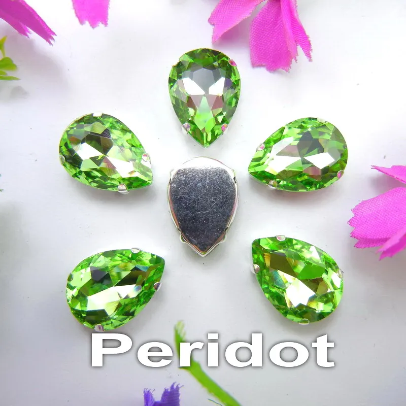 Colorful 7 sizes glass Crystal Silver claw Various colors mix water drop tear drop Sew on rhinestone beads wedding dress diy - immagine 16