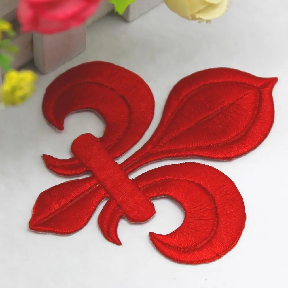 5 Pieces Iron On Patches Gold Embroidery Flower Appliqued Christmas Fleur De Lis Flower 3D Lotus Appliques 10-8.5cm/3.5*3cm - immagine 27