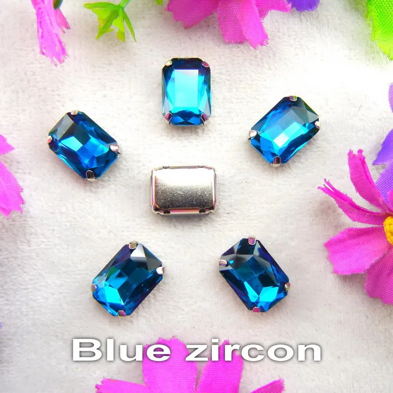 Glass Crystal Silver claw settings 7 sizes nice colors mix Rectangle shape Sew on rhinestone beads clothes shoes diy trim - immagine 12