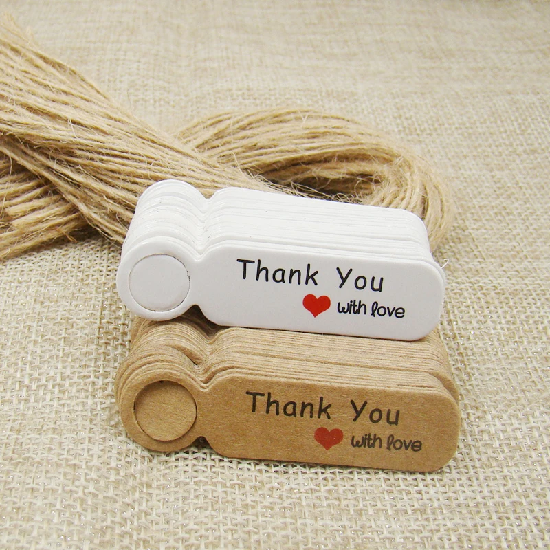 5*1.3cm cute shape kraft paper blank price label tag 100pcs +100pcs hemp string for production price tag description - immagine 2