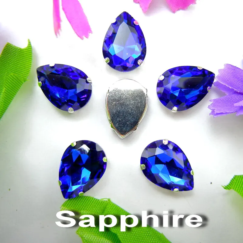 Colorful 7 sizes glass Crystal Silver claw Various colors mix water drop tear drop Sew on rhinestone beads wedding dress diy - immagine 9