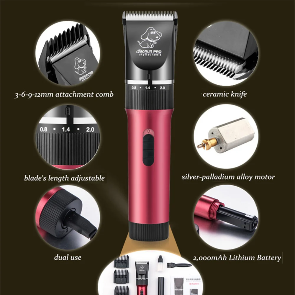 BaoRun P6 Professional Dog Hair Trimmer Rechargeable Pet Cat Grooming Clipper Shaver Low-noise Electric Cutters Haircut Machine - immagine 5