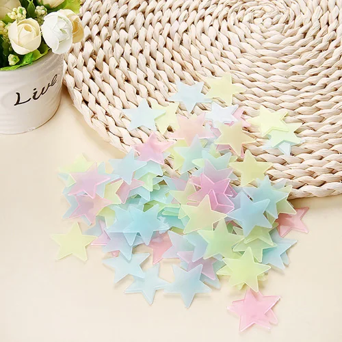 100Pcs Luminous Wall Stickers Glow In The Dark Stars Stickers For Kids Baby Rooms Colorful Fluorescent Home Room Decor Decals - immagine 10