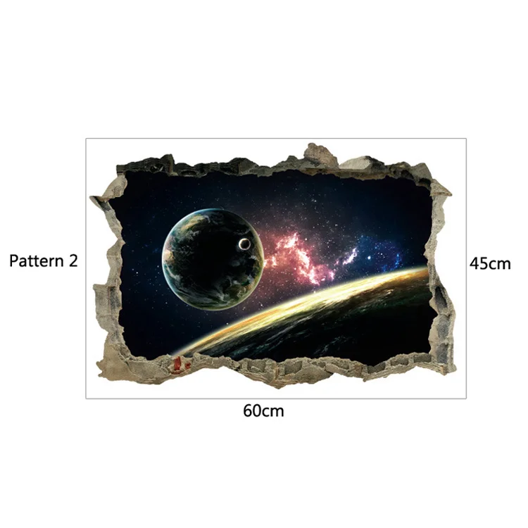 3D Star Universe Series Broken Wall Stickers For Kids Baby Rooms Bedroom Home Decoration Decals Mural Poster Sticker On The Wall - immagine 8