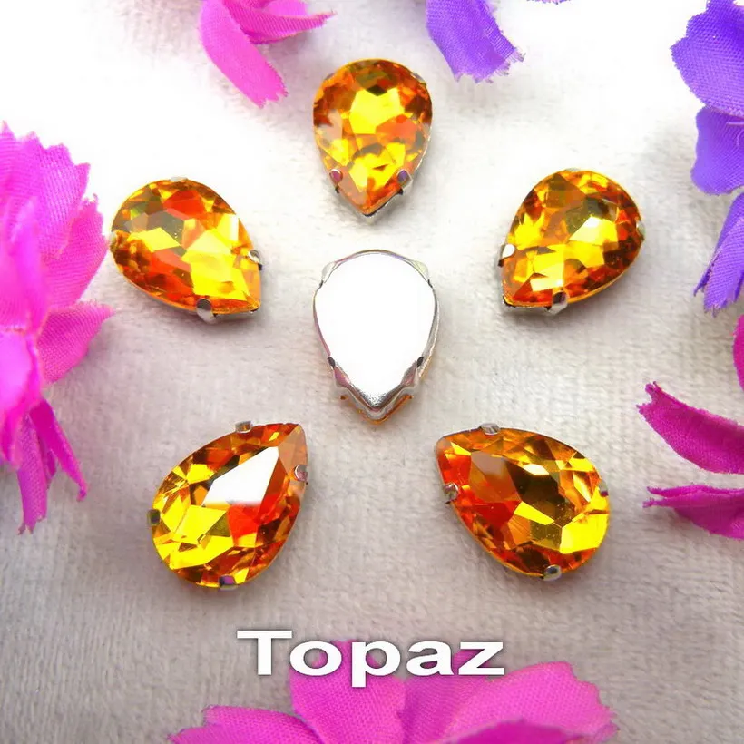 Colorful 7 sizes glass Crystal Silver claw Various colors mix water drop tear drop Sew on rhinestone beads wedding dress diy - immagine 25