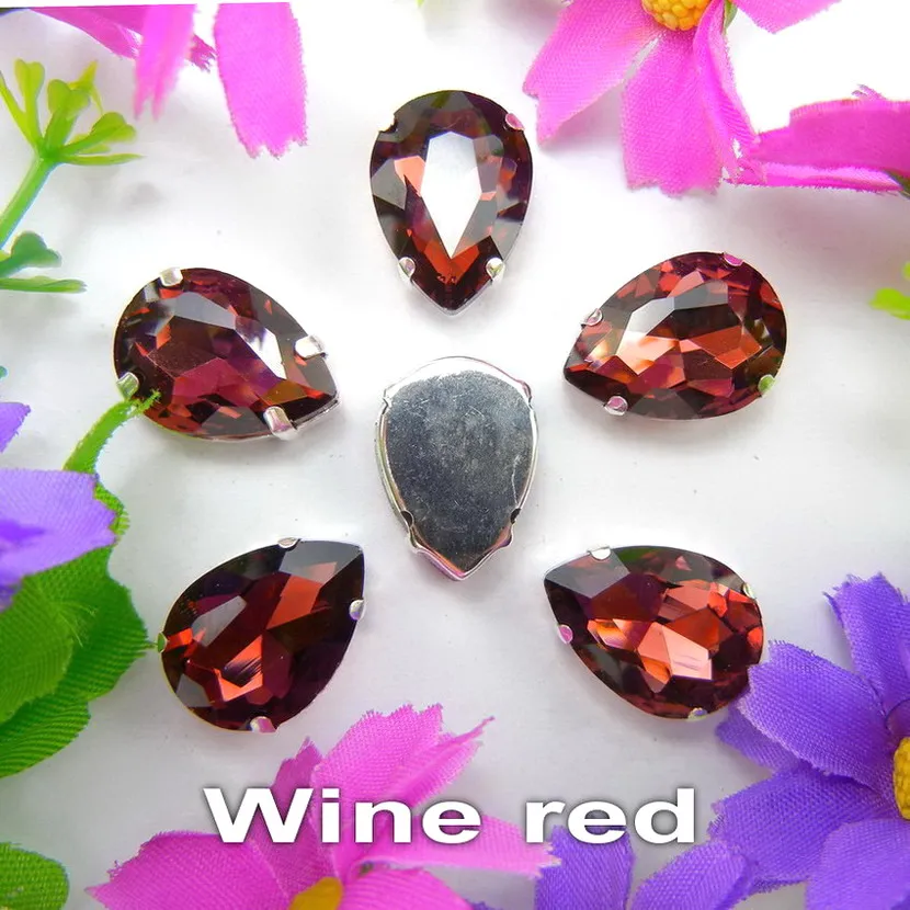 Colorful 7 sizes glass Crystal Silver claw Various colors mix water drop tear drop Sew on rhinestone beads wedding dress diy - immagine 31