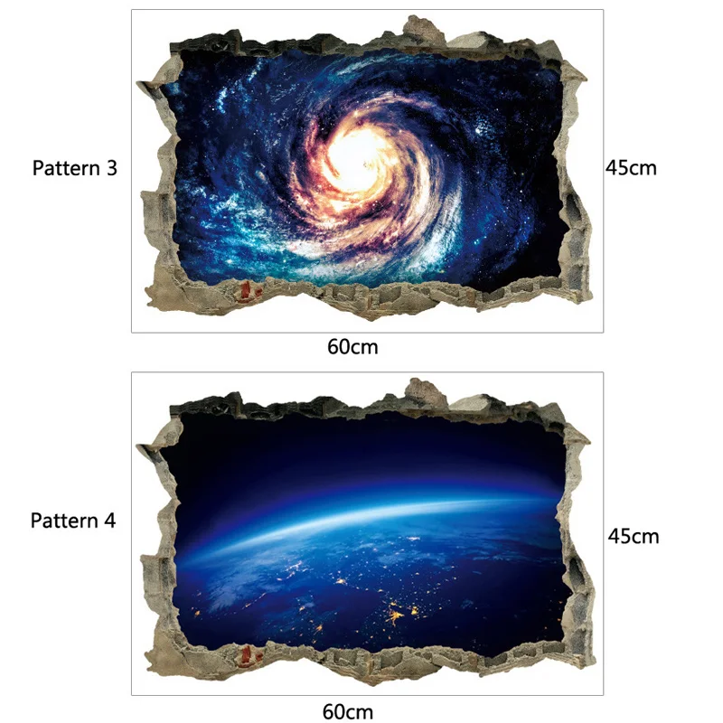 3D Star Universe Series Broken Wall Stickers For Kids Baby Rooms Bedroom Home Decoration Decals Mural Poster Sticker On The Wall - immagine 6