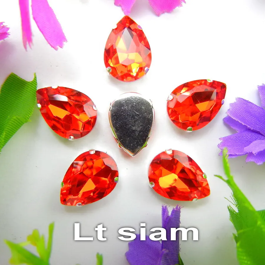 Colorful 7 sizes glass Crystal Silver claw Various colors mix water drop tear drop Sew on rhinestone beads wedding dress diy - immagine 30