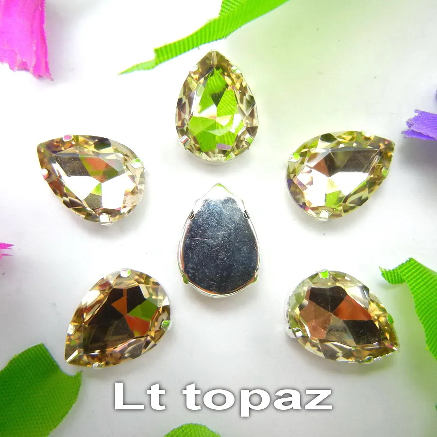 Colorful 7 sizes glass Crystal Silver claw Various colors mix water drop tear drop Sew on rhinestone beads wedding dress diy - immagine 26