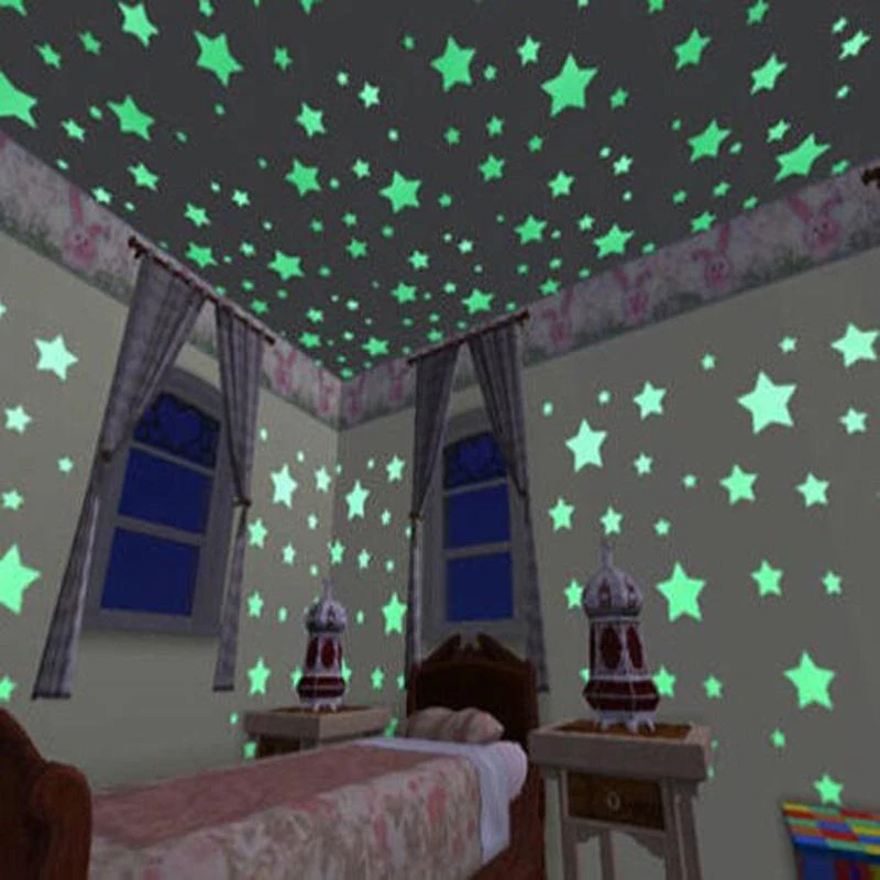 100Pcs Luminous Wall Stickers Glow In The Dark Stars Stickers For Kids Baby Rooms Colorful Fluorescent Home Room Decor Decals - immagine 6