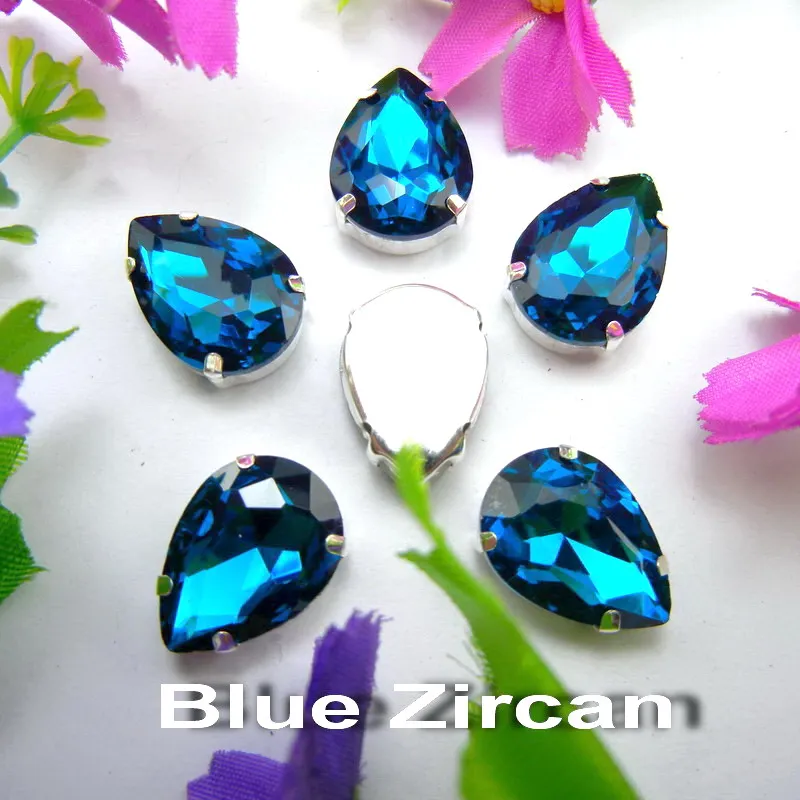 Colorful 7 sizes glass Crystal Silver claw Various colors mix water drop tear drop Sew on rhinestone beads wedding dress diy - immagine 11