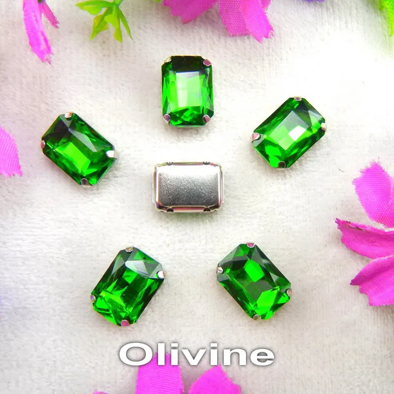 Glass Crystal Silver claw settings 7 sizes nice colors mix Rectangle shape Sew on rhinestone beads clothes shoes diy trim - immagine 22