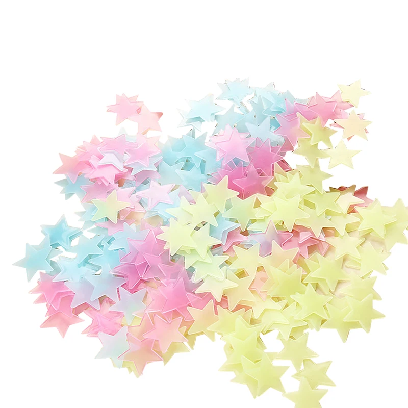 100Pcs Luminous Wall Stickers Glow In The Dark Stars Stickers For Kids Baby Rooms Colorful Fluorescent Home Room Decor Decals - immagine 5