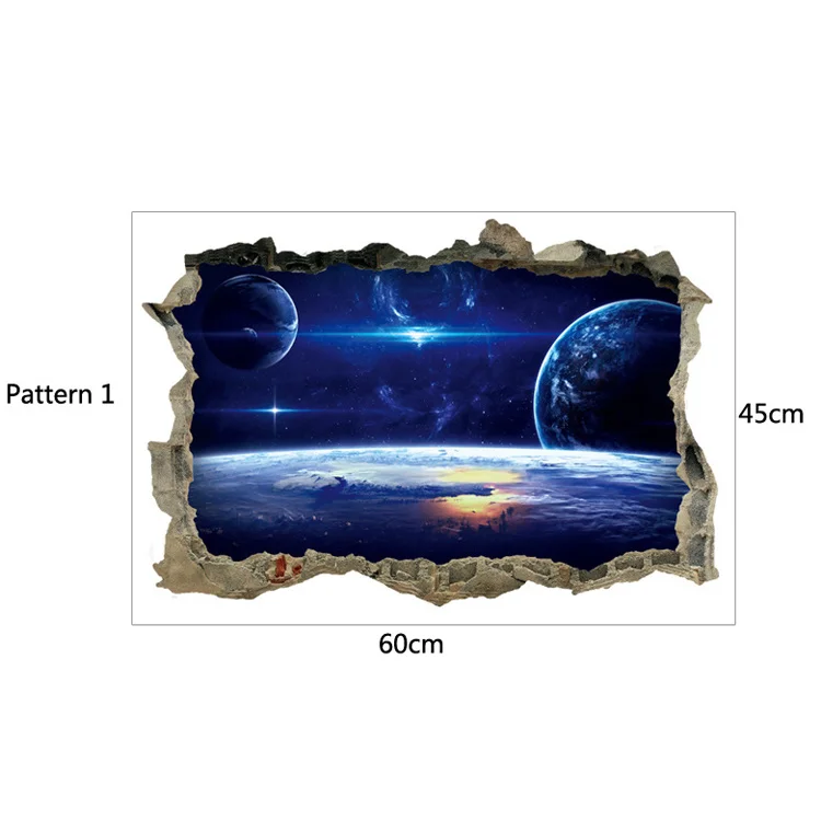3D Star Universe Series Broken Wall Stickers For Kids Baby Rooms Bedroom Home Decoration Decals Mural Poster Sticker On The Wall - immagine 7