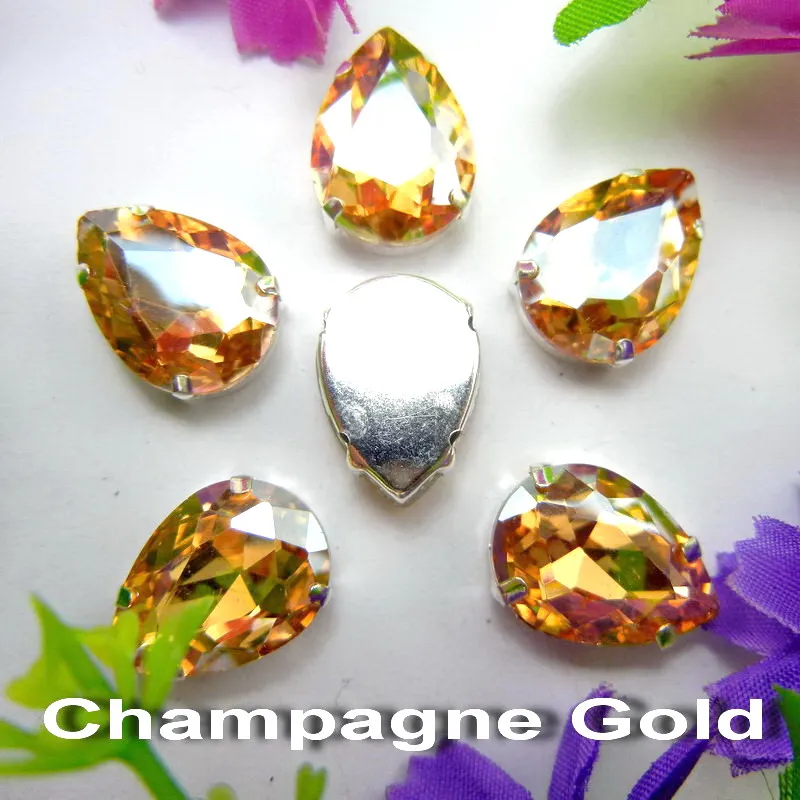 Colorful 7 sizes glass Crystal Silver claw Various colors mix water drop tear drop Sew on rhinestone beads wedding dress diy - immagine 28