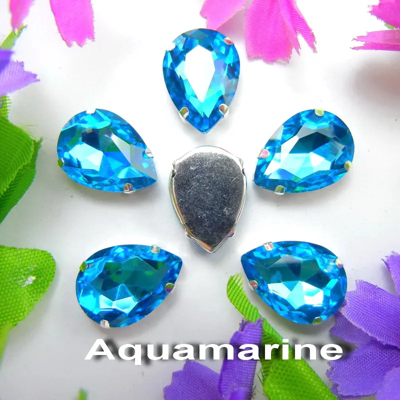 Colorful 7 sizes glass Crystal Silver claw Various colors mix water drop tear drop Sew on rhinestone beads wedding dress diy - immagine 14