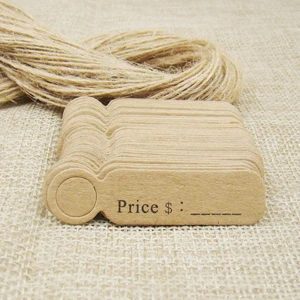 5*1.3cm cute shape kraft paper blank price label tag 100pcs +100pcs hemp string for production price tag description - immagine 10