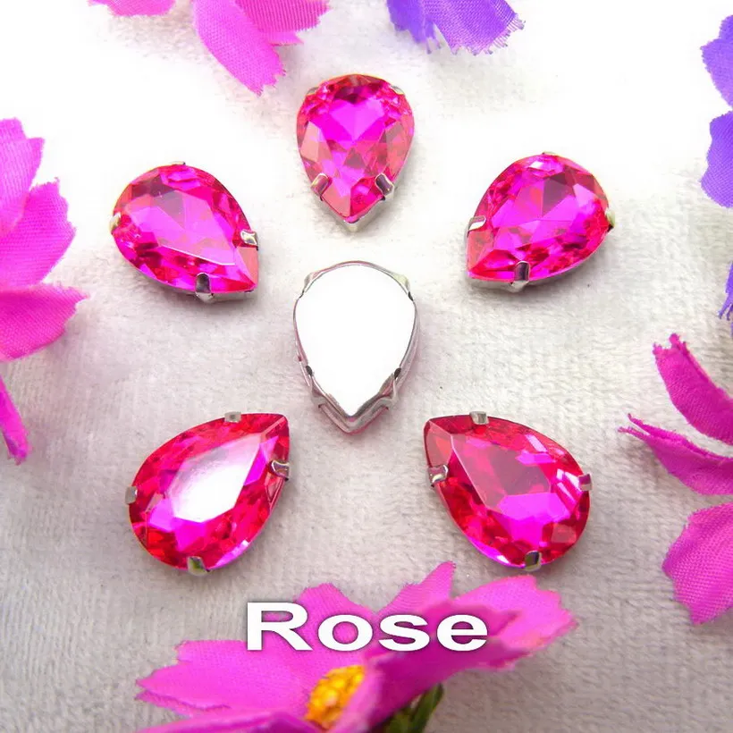 Colorful 7 sizes glass Crystal Silver claw Various colors mix water drop tear drop Sew on rhinestone beads wedding dress diy - immagine 24