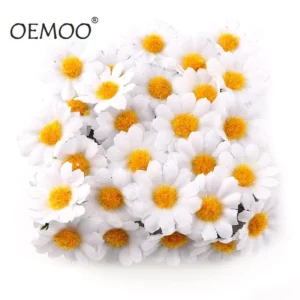 100PC/lot 2.5cm Mini Daisy Decorative Flower Artificial Silk Flowers Party Wedding Decoration Home Decor(without stem) Cheaper