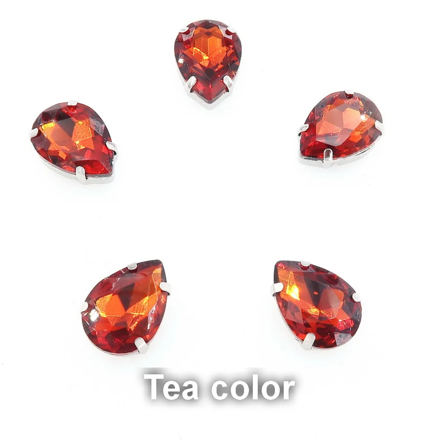 Colorful 7 sizes glass Crystal Silver claw Various colors mix water drop tear drop Sew on rhinestone beads wedding dress diy - immagine 10