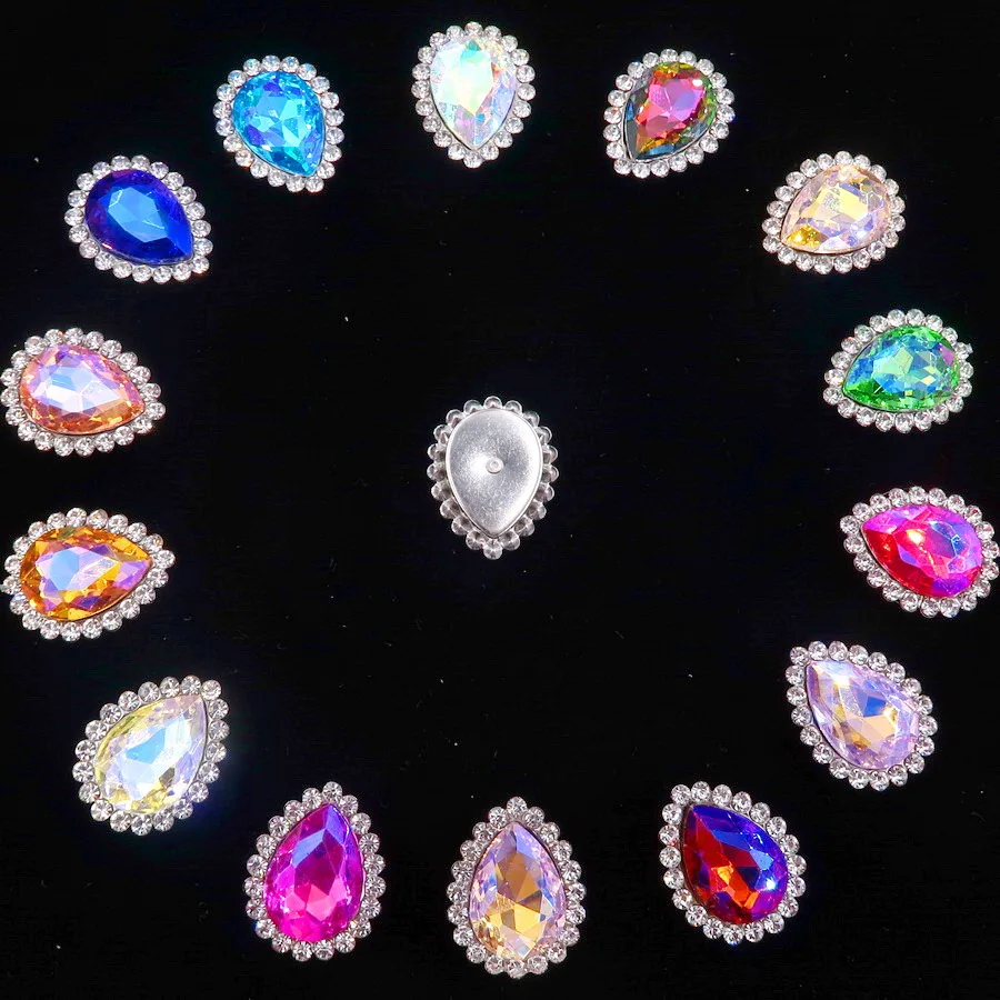 Colorful 7 sizes glass Crystal Silver claw Various colors mix water drop tear drop Sew on rhinestone beads wedding dress diy - immagine 49