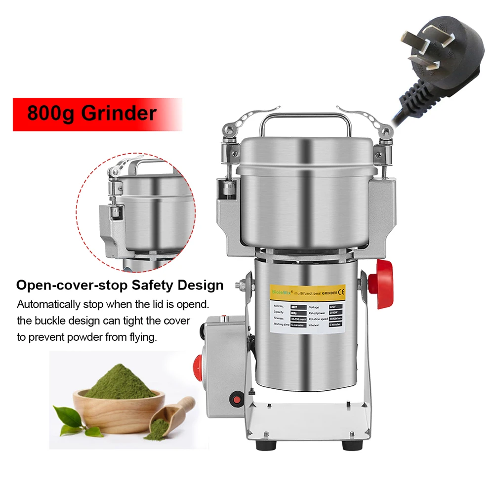 BioloMix 800g 700g Grains Spices Herbals Cereals Coffee Dry Food Grinder Mill Grinding Machine Gristmill Flour Powder crusher - immagine 13