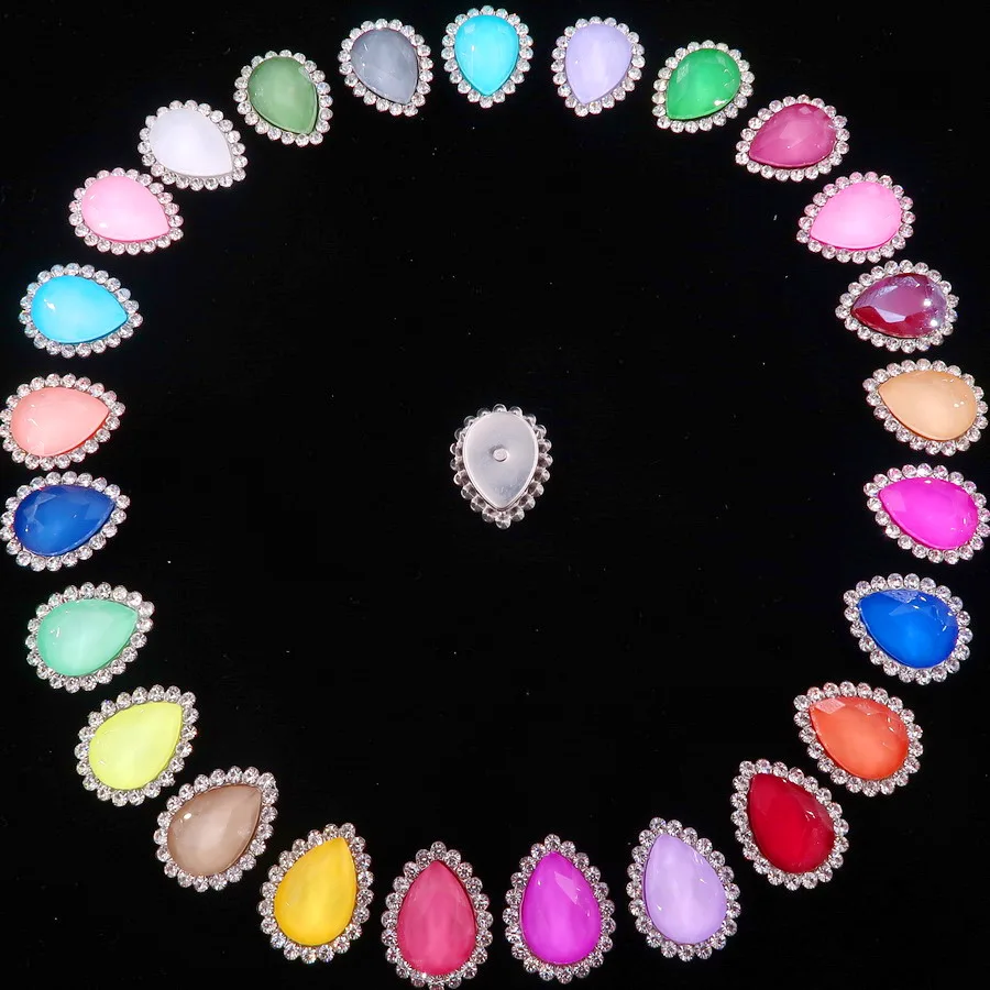 Colorful 7 sizes glass Crystal Silver claw Various colors mix water drop tear drop Sew on rhinestone beads wedding dress diy - immagine 50