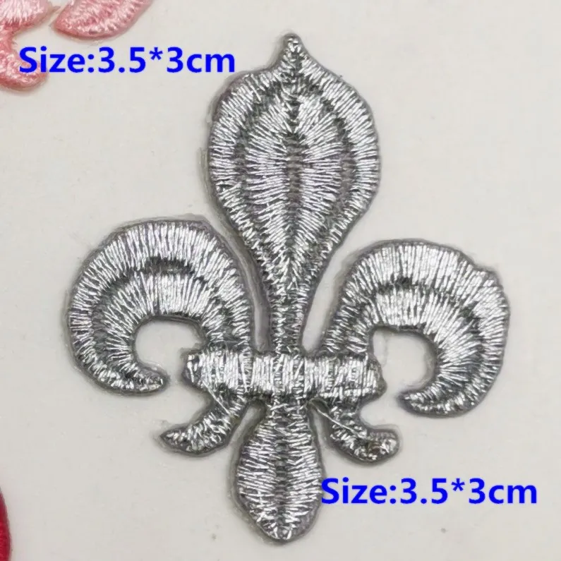 5 Pieces Iron On Patches Gold Embroidery Flower Appliqued Christmas Fleur De Lis Flower 3D Lotus Appliques 10-8.5cm/3.5*3cm - immagine 17