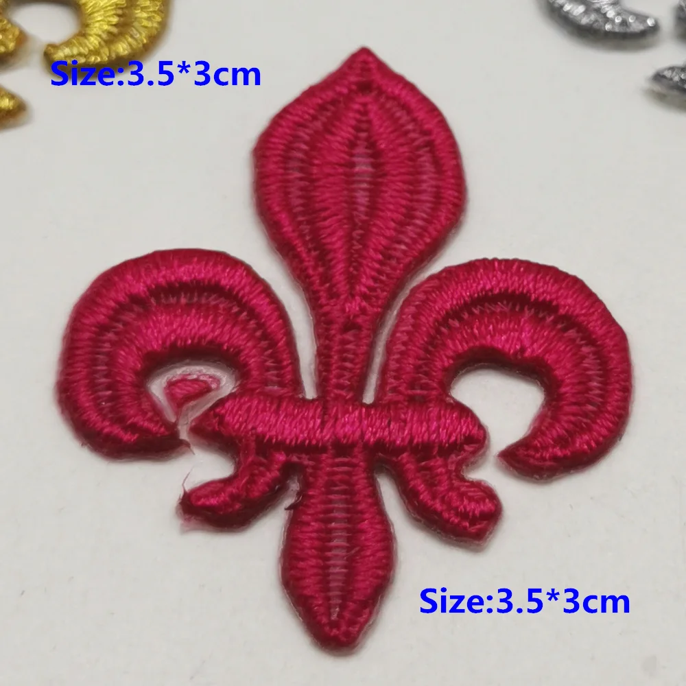 5 Pieces Iron On Patches Gold Embroidery Flower Appliqued Christmas Fleur De Lis Flower 3D Lotus Appliques 10-8.5cm/3.5*3cm - immagine 15