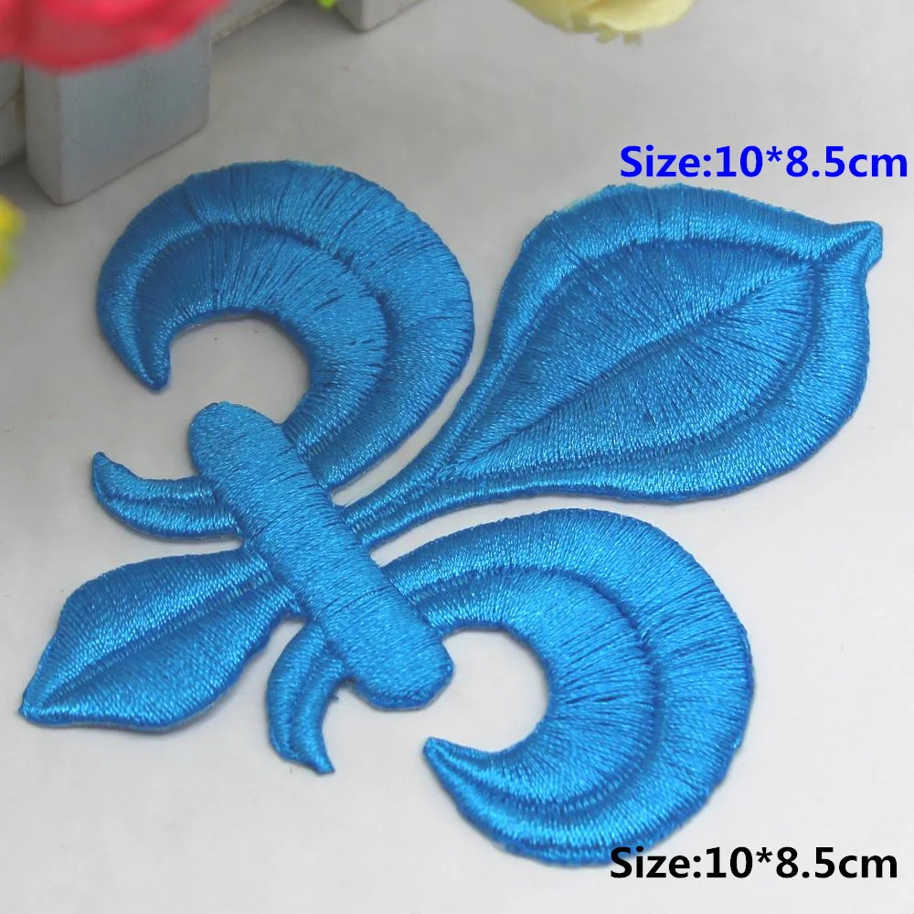 5 Pieces Iron On Patches Gold Embroidery Flower Appliqued Christmas Fleur De Lis Flower 3D Lotus Appliques 10-8.5cm/3.5*3cm - immagine 9